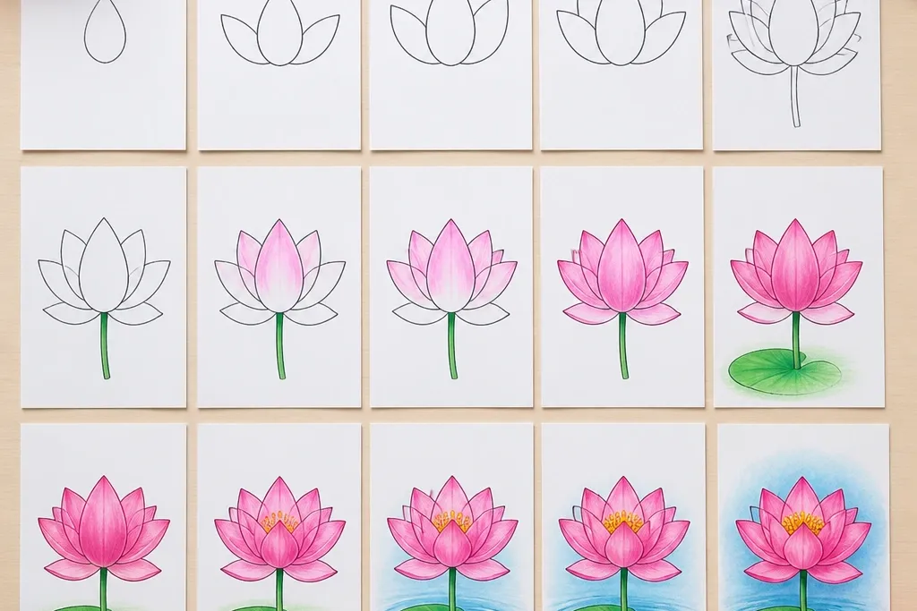 15 Easy Lotus Flower Drawing for Kids