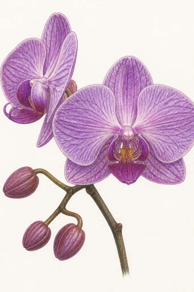 Purple Orchid Drawing for small-space sketching
